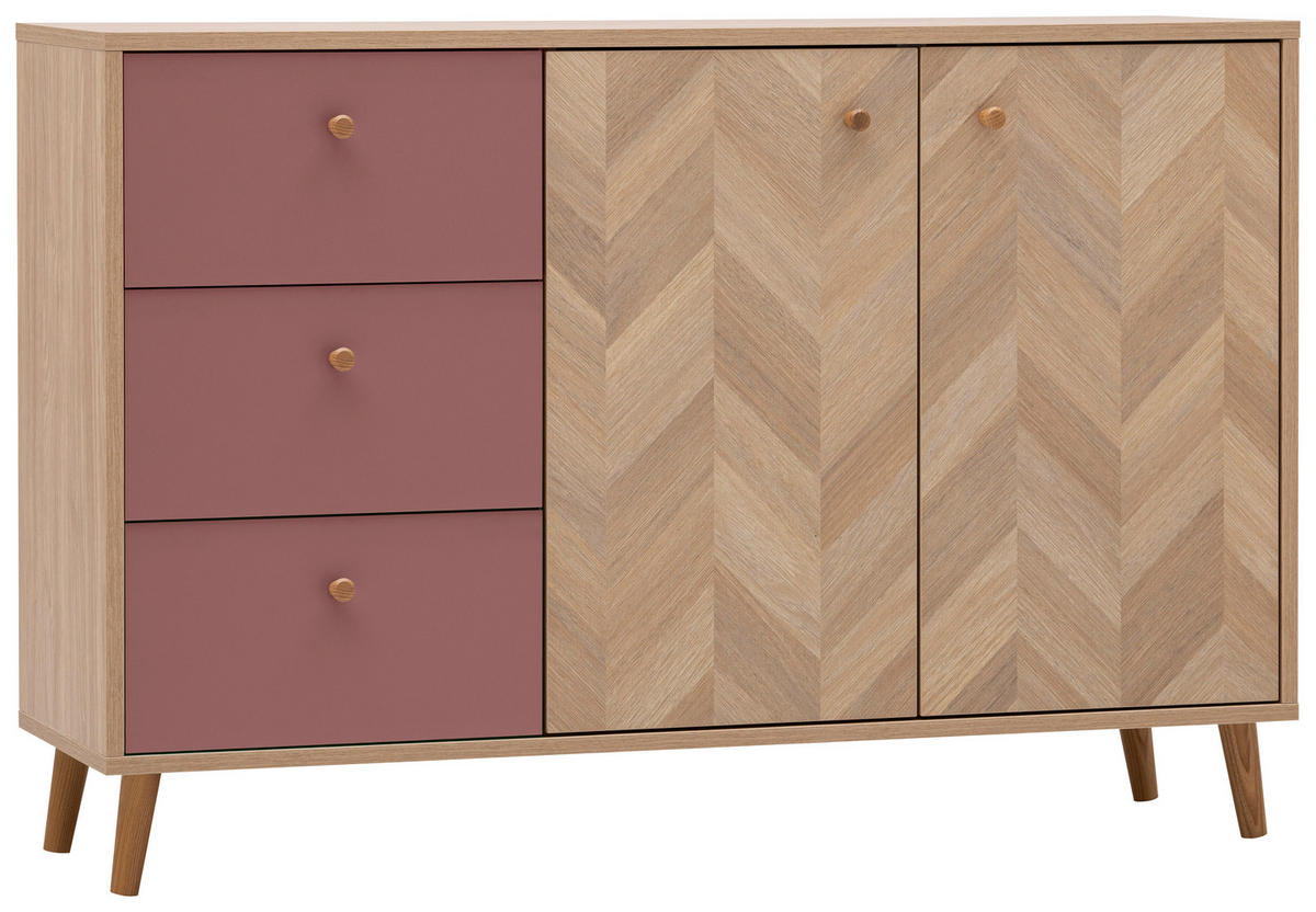 SIDEBOARD  109/73,9/33,05 cm 3 Schublade(n)  - Eichefarben/Mauve, Design, Holz/Holzwerkstoff (109/73,9/33,05cm) - MID.YOU