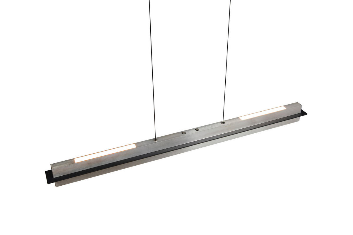 LED-HÄNGELEUCHTE Athina   - Schwarz/Nickelfarben, Design, Kunststoff/Metall (95/75-150cm) - Novel