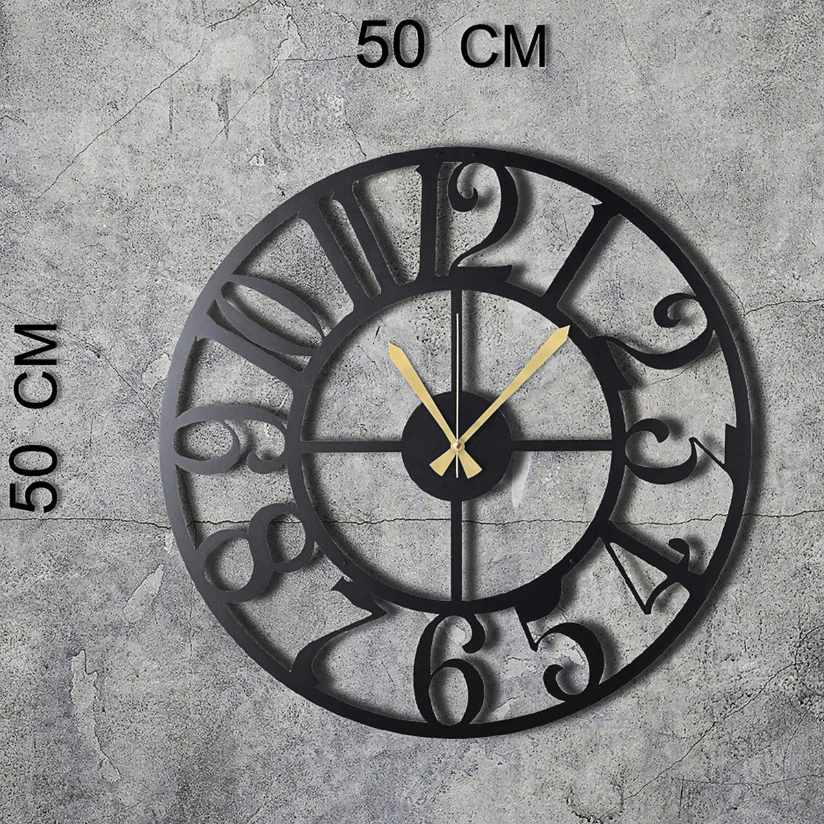 WANDUHR Schwarz 50/50/0,2 cm  - Schwarz, LIFESTYLE, Metall (50/50/0,2cm)