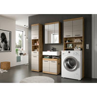 WASCHMASCHINENSCHRANK  63/191/34 cm  - Kaschmir/Schwarz, MODERN, Holzwerkstoff/Kunststoff (63/191/34cm) - MID.YOU