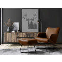 SESSELSET Echtleder Cognac  - Cognac/Kirschrot, Design, Leder/Metall (67/87/74cm) - Livetastic