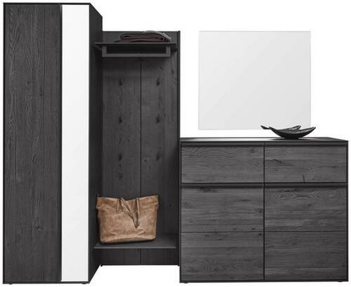 GARDEROBE 4-teilig  in 235/196/39 cm  - Anthrazit, Design, Glas/Holz (235/196/39cm) - Johann Jakob