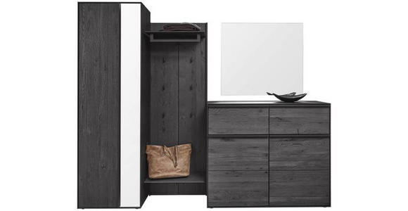 GARDEROBE 4-teilig  in 235/196/39 cm  - Anthrazit, Design, Glas/Holz (235/196/39cm) - Johann Jakob
