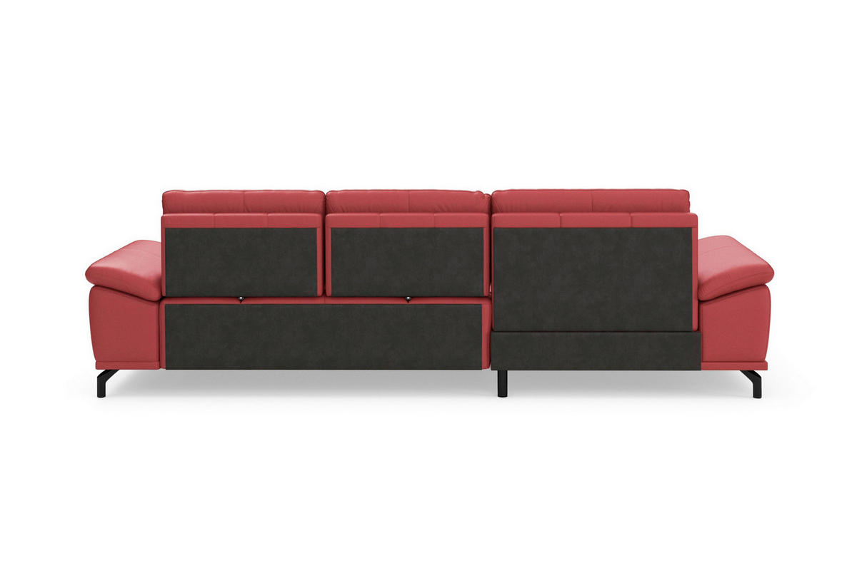 ROHOVÁ SEDAČKA, textil, koža, červená - čierna/červená, Basics, kov/koža (176/301cm) - Sit & More
