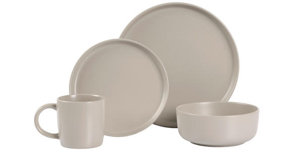 KOMBISERVICE Taupe Salerno 16-teilig 4 Personen  - Taupe, Trend, Keramik - Novel