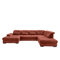 WOHNLANDSCHAFT in Cord Koralle  - Koralle/Schwarz, Modern, Textil/Metall (184/387/252cm) - Livetastic