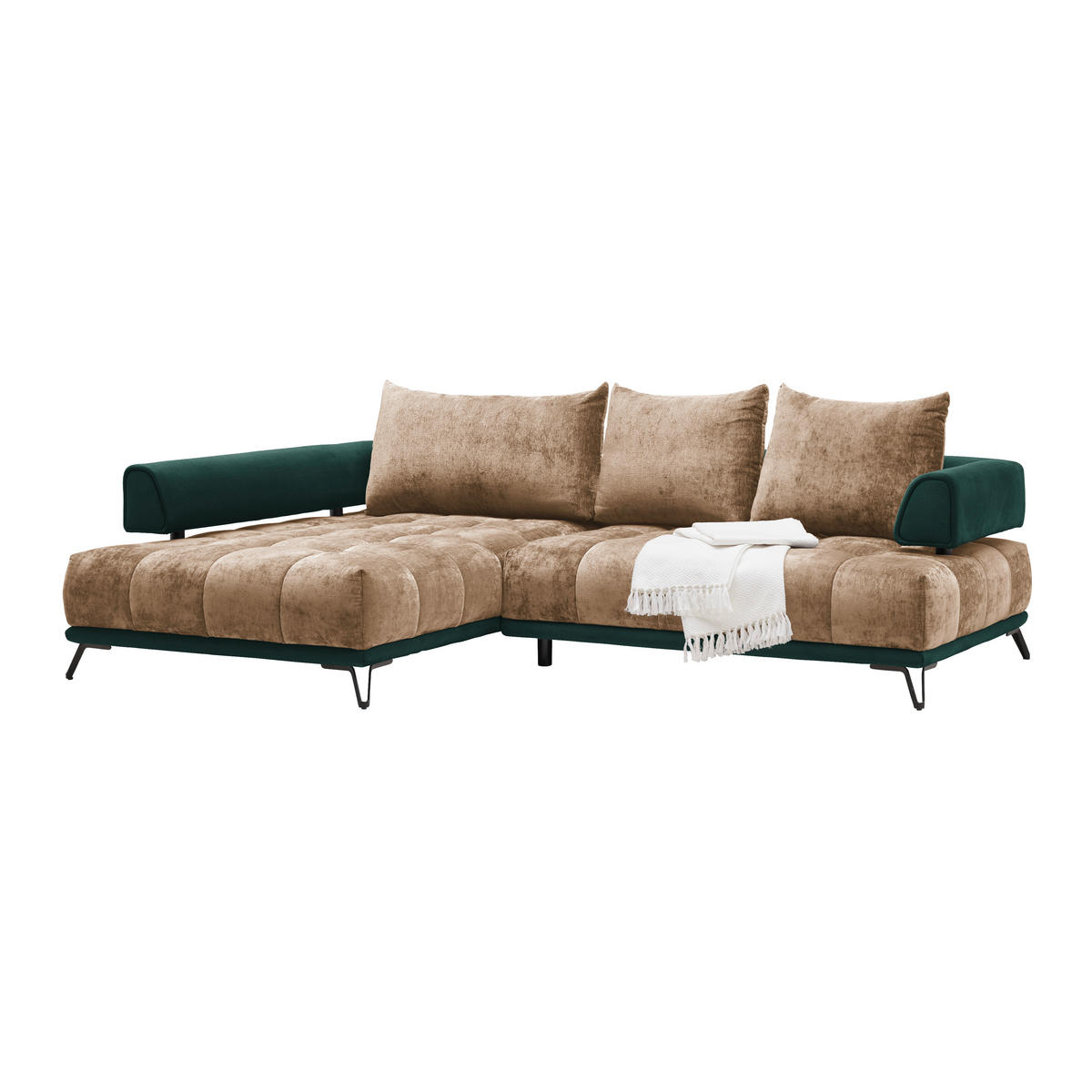 HÖRNSOFFA i beige  - beige/svart, Modern, metall/textil (184/262cm) - MID.YOU