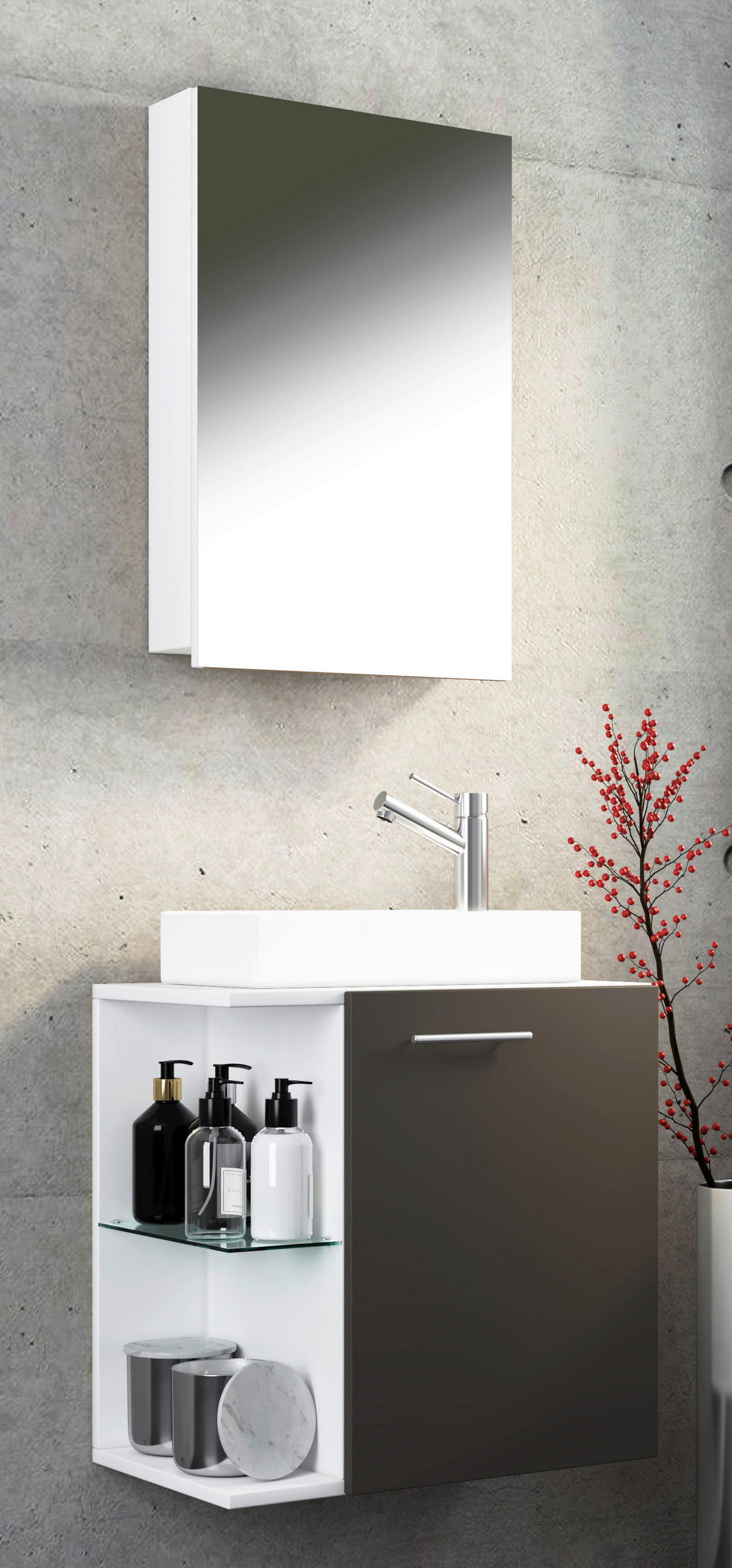 GÄSTEBAD 52 cm  - Anthrazit/Weiß, MODERN, Keramik/Holzwerkstoff (52cm) - MID.YOU
