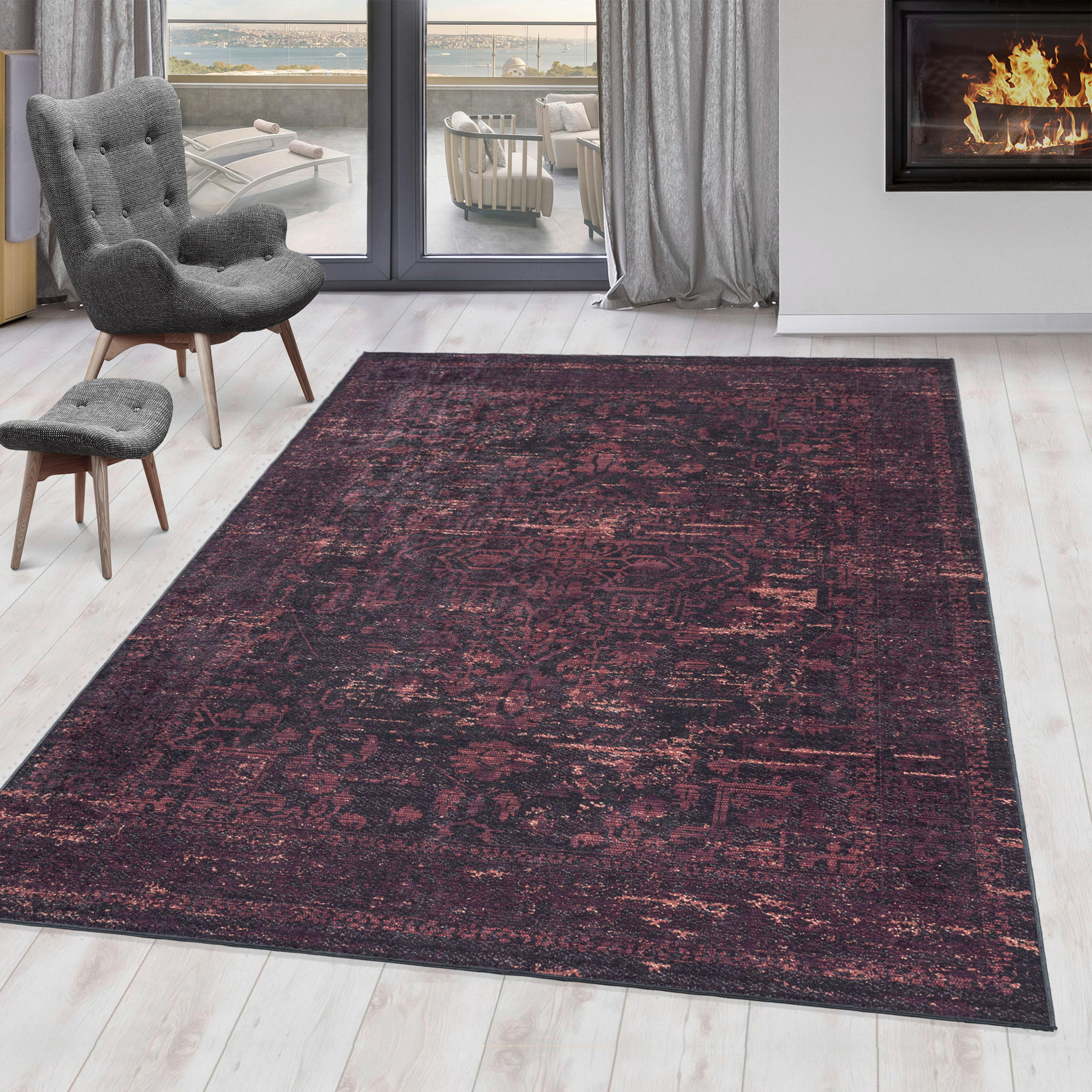 FLACHWEBETEPPICH 120/170 cm Fiesta Rot, Schwarz  - Rot/Schwarz, Design, Leder/Textil (120/170cm) - Novel