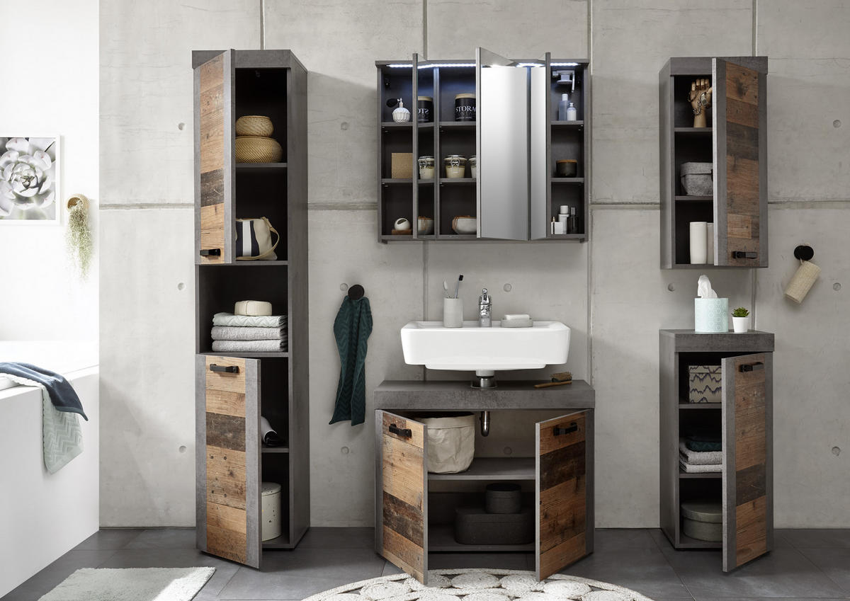 WASCHBECKENUNTERSCHRANK 80/60/34 cm  - Eichefarben/Anthrazit, MODERN, Holzwerkstoff/Kunststoff (80/60/34cm) - MID.YOU