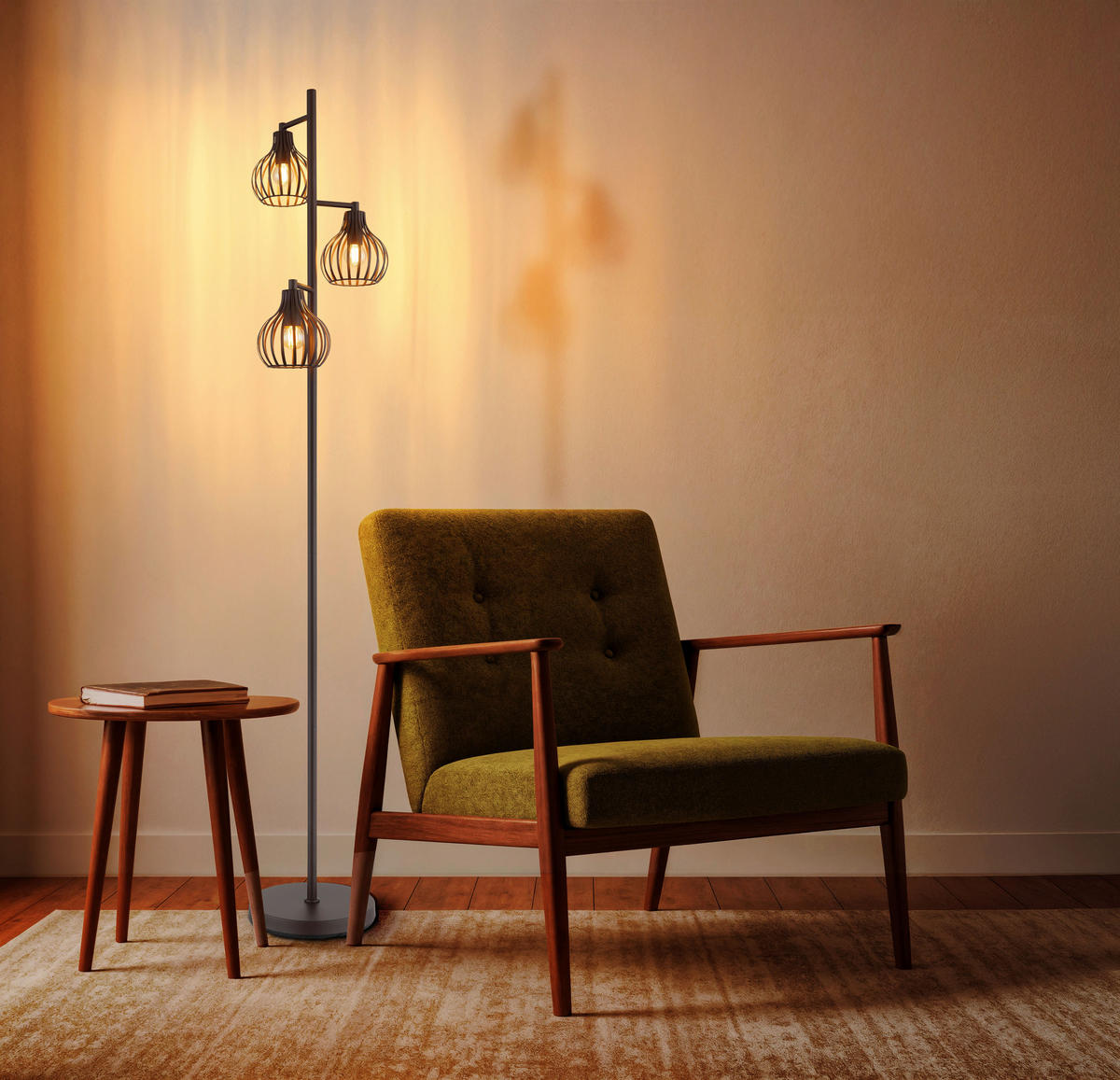 STOJACÍ LAMPA, 31/161 cm  - černá/rezavá, Design, kov/plast (31/161cm) - Globo
