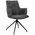 ARMLEHNSTUHL  Sitzfläche 360° drehbar, automatische Rückholfunktion Chenille  - Schwarz/Dunkelblau, Design, Textil/Metall (59/89,5/63cm) - Novel