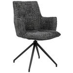 ARMLEHNSTUHL  Sitzfläche 360° drehbar, automatische Rückholfunktion Chenille  - Schwarz/Dunkelblau, Design, Textil/Metall (59/89,5/63cm) - Novel