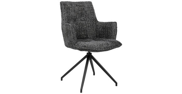 ARMLEHNSTUHL  Sitzfläche 360° drehbar, automatische Rückholfunktion Chenille  - Schwarz/Dunkelblau, Design, Textil/Metall (59/89,5/63cm) - Novel