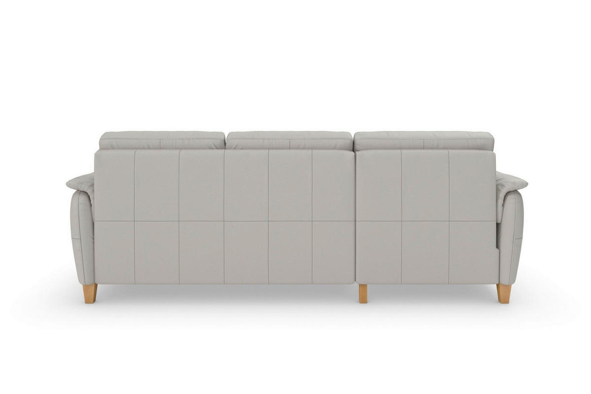 ROHOVÁ SEDAČKA, koža, svetlosivá - farba duba/svetlosivá, Basics, koža/drevo (163/244cm) - Sit & More