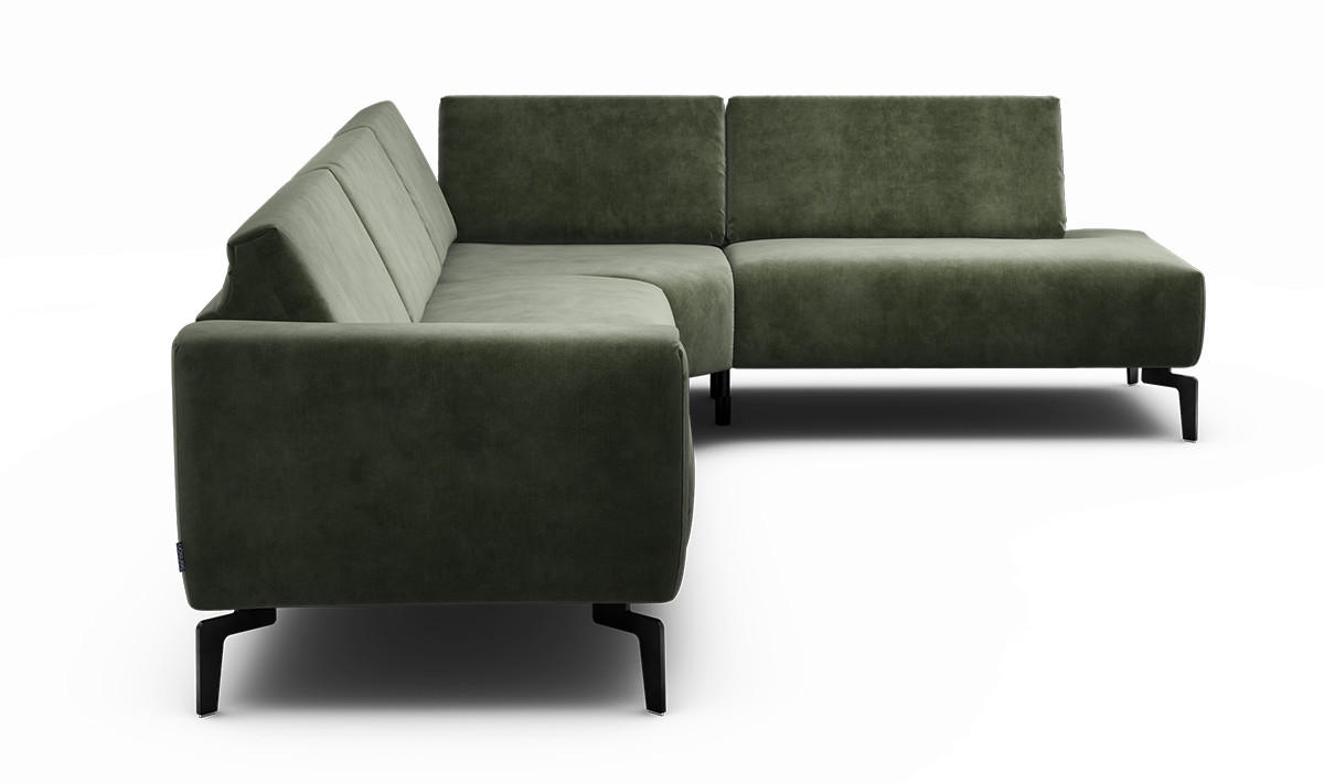 ECKSOFA in Samt Waldgrün  296/213 cm  - Waldgrün/Schwarz, Design, Textil/Metall (296/213cm) - SENSOO