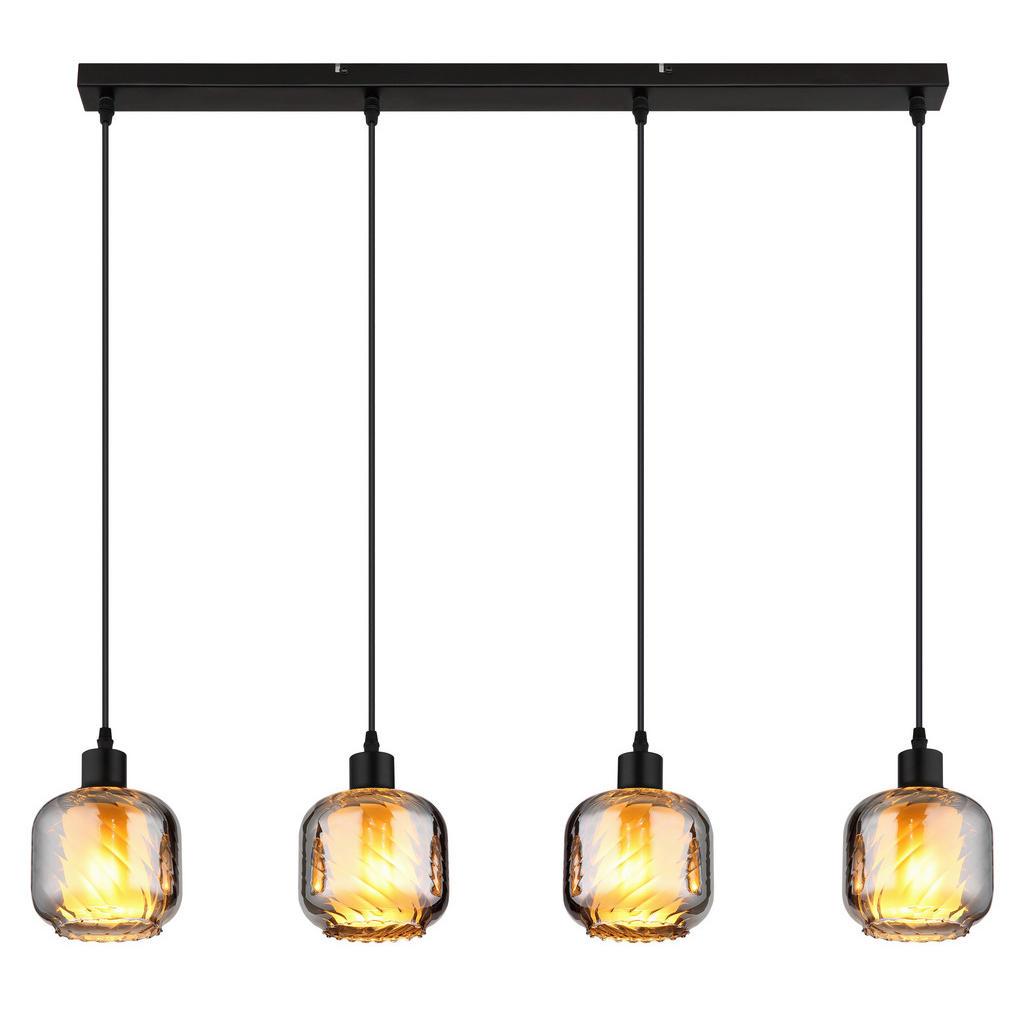 Thumbnail - Globo Hängeleuchte Xia, Grau, Klar, Schwarz, Metall, Kunststoff, Glas, 14x120x89 cm, CE, Lampen & Leuchten, Innenbeleuch...