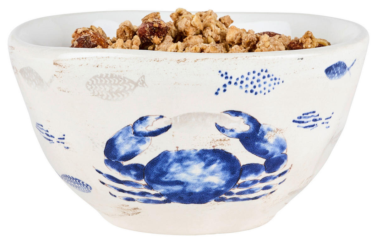 FRUKOSTSKÅL   - vit/blå, Lifestyle, keramik (14,5/7,8cm)