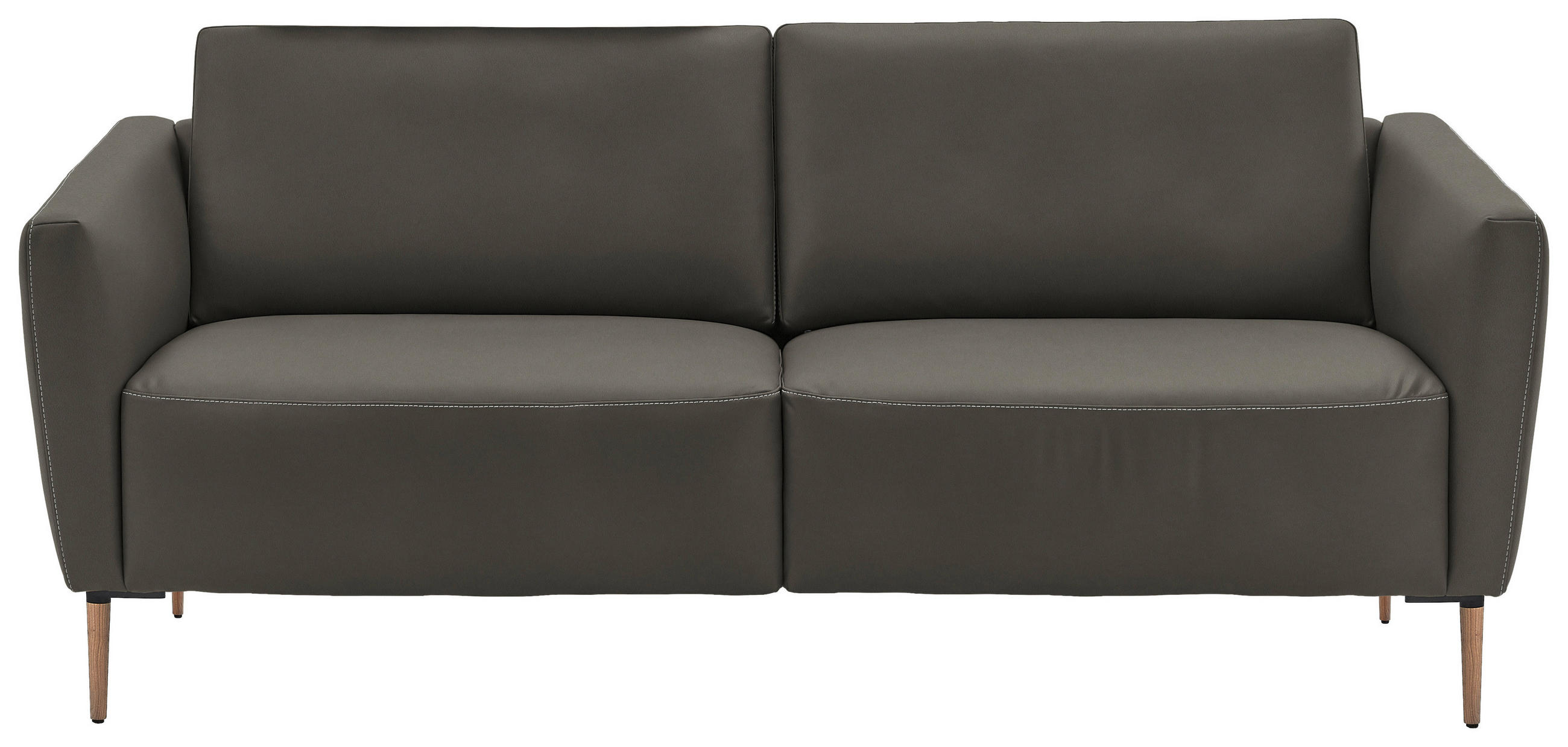2-SITZER-SOFA Echtleder Dunkelgrau  - Eichefarben/Dunkelgrau, Natur, Leder/Holz (207/86/87cm) - Valnatura