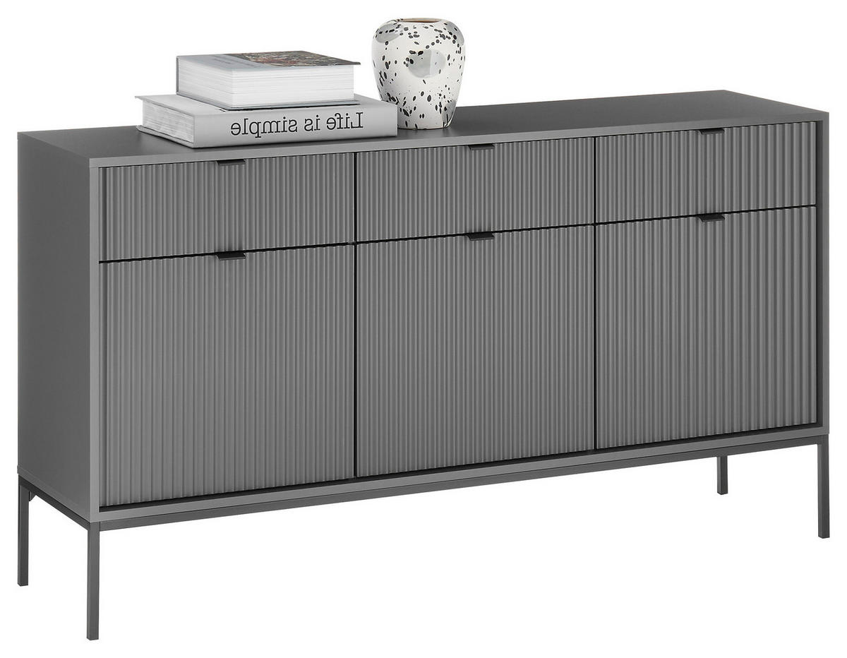 SIDEBOARD  in 153/84/39 cm  - Grau, Basics, Holzwerkstoff/Kunststoff (153/84/39cm) - Xora