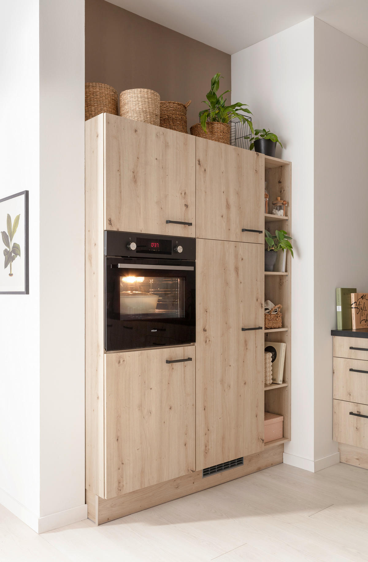 ECKKÜCHE 215/420 cm  in Schwarz, Eichefarben  - Eichefarben/Schwarz, Basics, Holzwerkstoff/Metall (215/420cm) - Venda