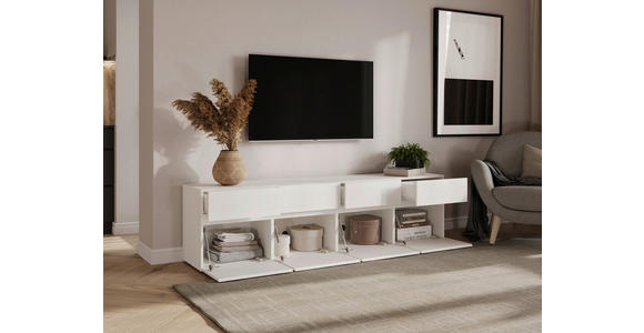 LOWBOARD  200/52,8/40 cm 4 Schublade(n) stehend, in verschiedenen Holzdekoren erhältlich  - Silberfarben/Weiß, Design, Holzwerkstoff (200/52,8/40cm) - Xora