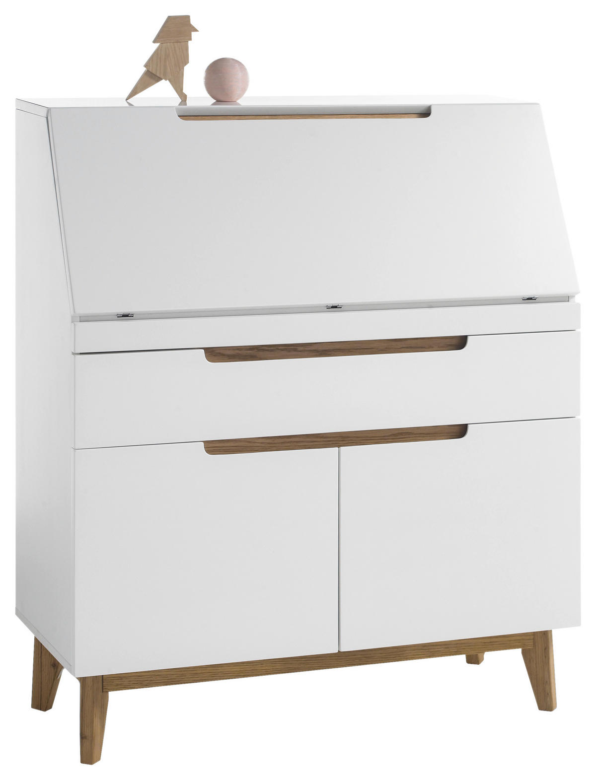 SEKRETÄR  in Weiß, Eichefarben  - Eichefarben/Weiß, Design, Holz/Holzwerkstoff (97/113/40cm)