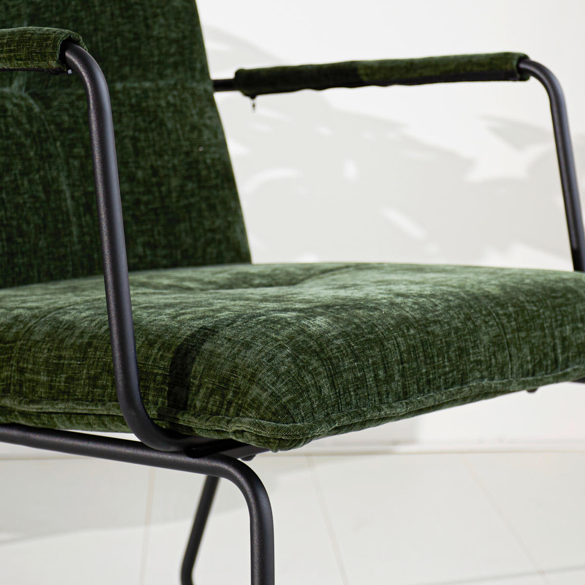 SESSEL in Chenille Dunkelgrün  - Dunkelgrün/Schwarz, MODERN, Textil/Metall (65/80/68cm) - MID.YOU