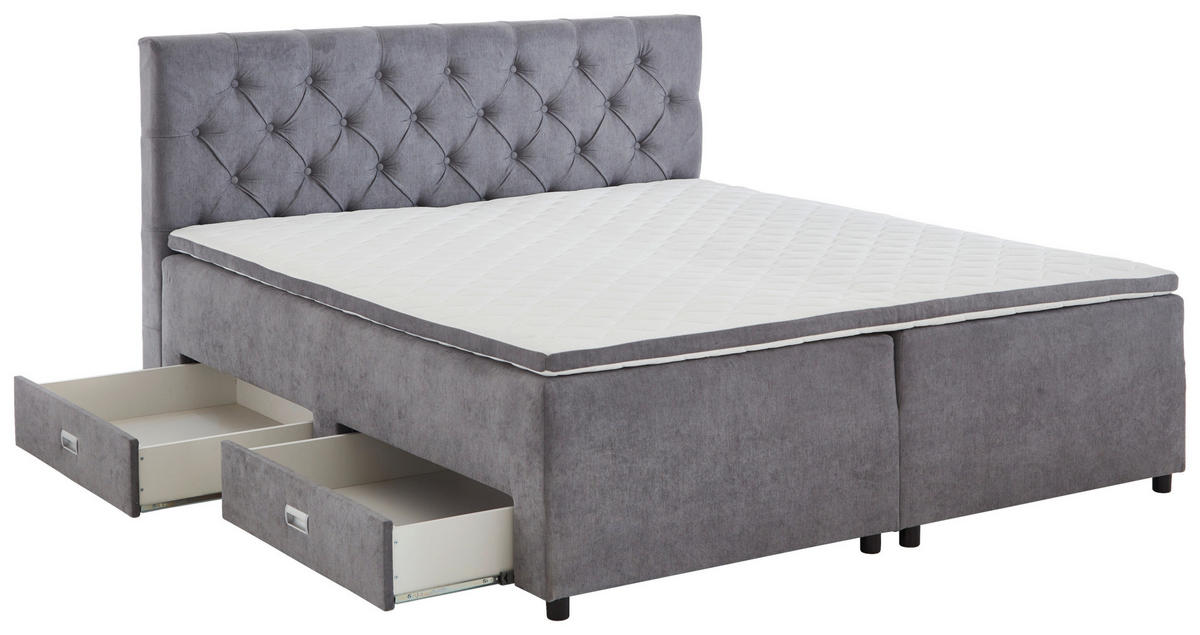 BOXBETT 180/200 cm  in Grau  - Grau, MODERN, Kunststoff/Textil (180/200cm) - MID.YOU