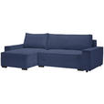 ECKSOFA in Cord, Webstoff Blau  - Blau/Schwarz, MODERN, Holz/Textil (157/265cm) - Carryhome