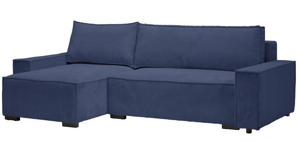 ECKSOFA in Cord, Webstoff Blau  - Blau/Schwarz, MODERN, Holz/Textil (157/265cm) - Carryhome