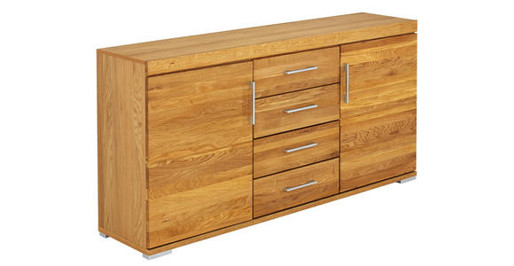 SIDEBOARD Wildeiche teilmassiv geölt Eichefarben, Nickelfarben - Eichefarben/Nickelfarben, KONVENTIONELL, Holz/Metall (176/86/40cm) - Voleo