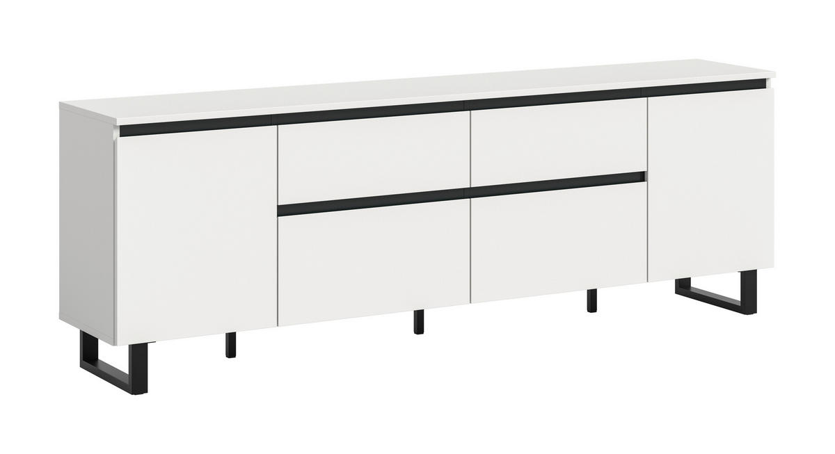 TV-BÄNK  188/65/36 cm 2 låda(or) stående  - vit/svart, Design, metall/trämaterial (188/65/36cm) - Livetastic