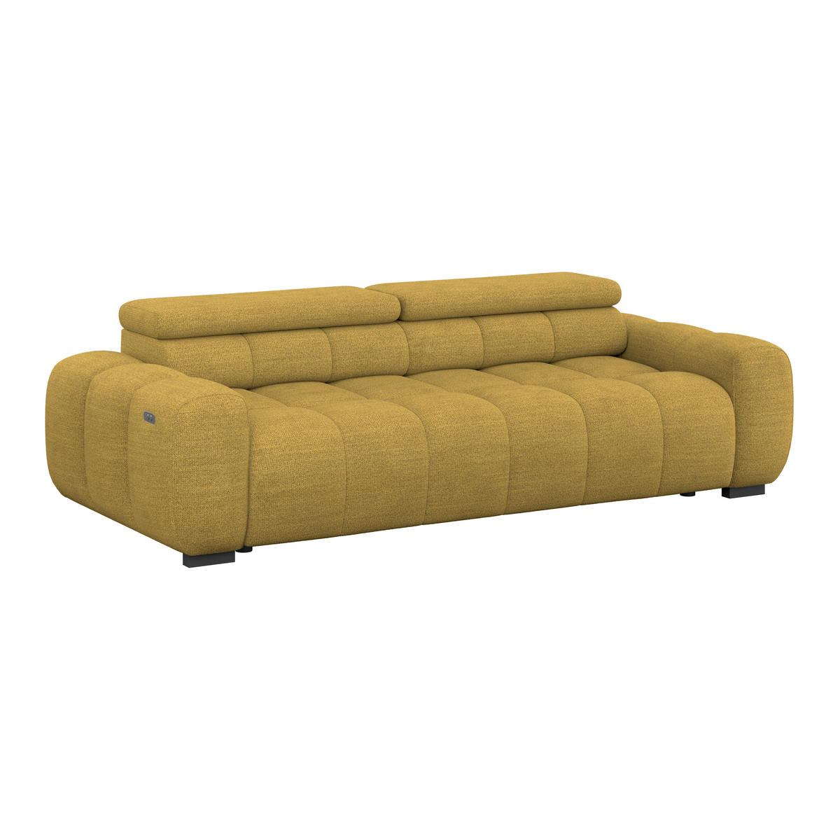 BIGSOFA Webstoff Grün, Senfgelb  - Senfgelb/Schwarz, Design, Kunststoff/Textil (248/77-97/108cm) - Welnova