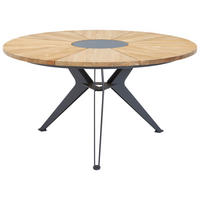 GARTENTISCH 140/140/76 cm Holz, Metall rund  - Anthrazit/Teakfarben, Design, Holz/Metall (140/140/76cm)