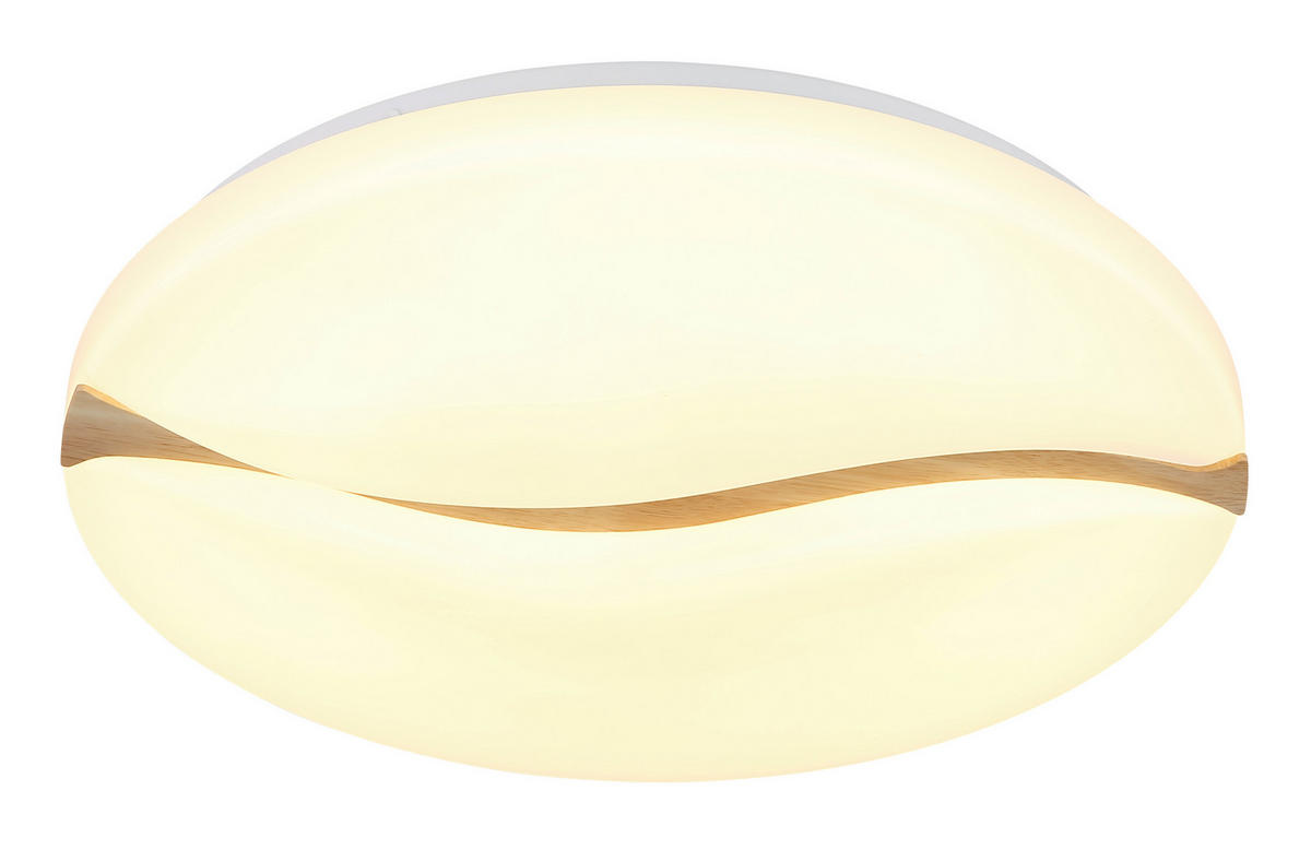 LED-DECKENLEUCHTE LETICIA 33/7 cm   - Braun/Weiß, Basics, Holz/Kunststoff (33/7cm) - Globo