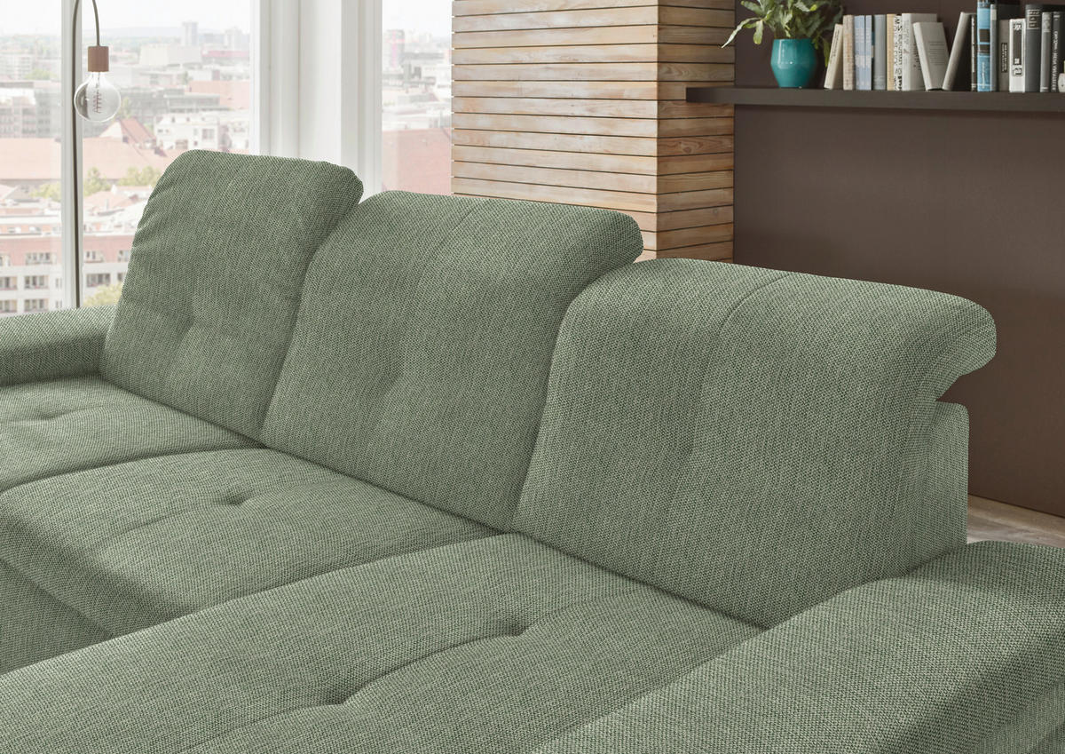 ECKSOFA in Flachgewebe Grün  - Schwarz/Grün, Design, Textil/Metall (297/174cm) - Beldomo Style