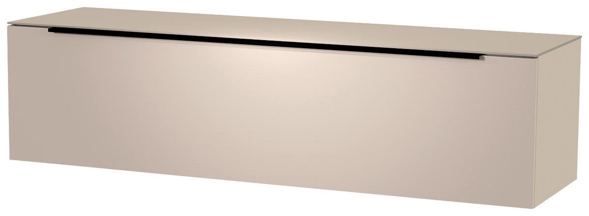 LOWBOARD  in 160/41/45 cm  - Sandfarben/Schwarz, Design, Glas/Holzwerkstoff (160/41/45cm) - Moderano