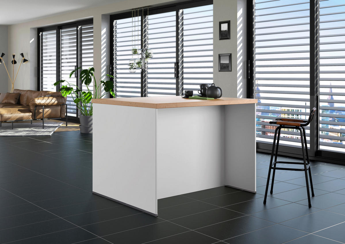 KÜCHENINSEL 123,4/91,8/96,6 cm  in Weiß, Eichefarben  - Edelstahlfarben/Eichefarben, Basics, Holzwerkstoff/Metall (123,4/91,8/96,6cm) - Impuls