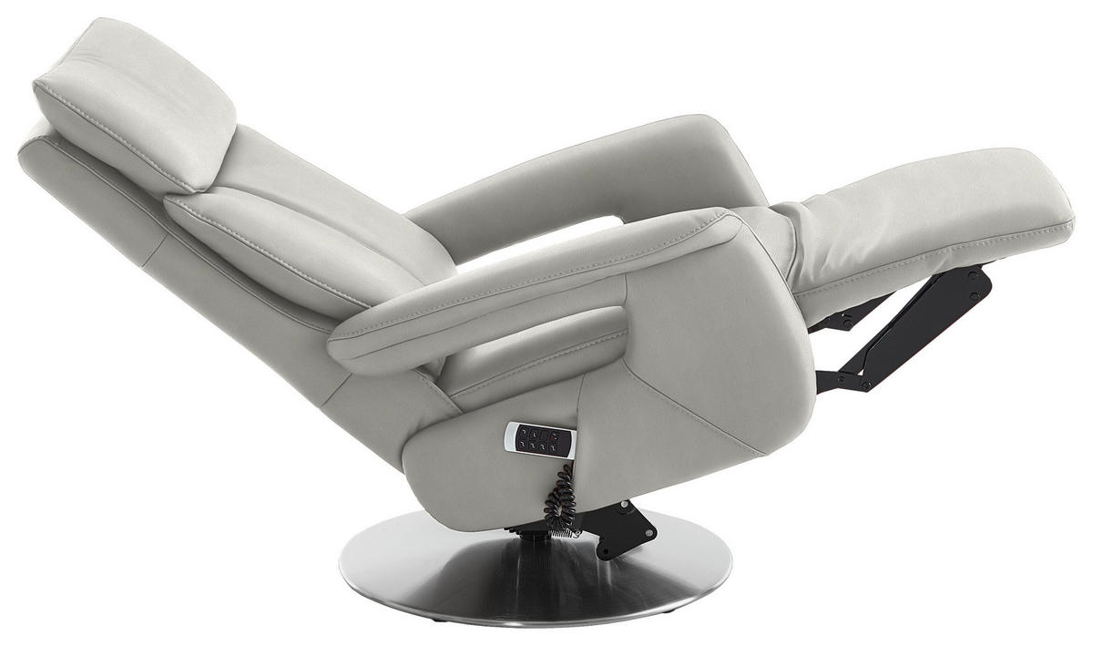 RELAXSESSEL in Leder Weiss  - Weiss/Edelstahlfarben, Design, Leder/Metall (78/112/85cm) - Cantus