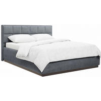 POLSTERBETT 140/200 cm,  in Dunkelgrau, gepolstertes Kopfteil, Beleuchtung, Lattenrost, Bettkasten,  - Dunkelgrau/Birkefarben, Design, Holz/Holzwerkstoff (140/200cm) - Chameo