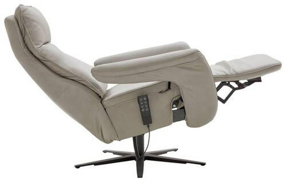 RELAXSESSEL in Leder Hellgrau  - Hellgrau/Schwarz, Design, Leder/Metall (83/116/87cm) - Valdera