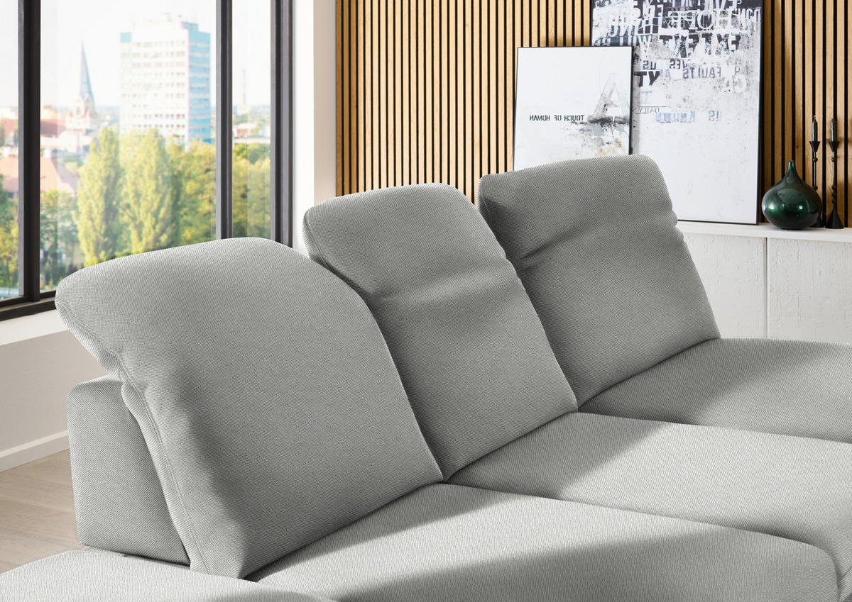 ECKSOFA  in Chenille Greige  288/198 cm  - Greige/Schwarz, Design, Textil/Metall (288/198cm) - Beldomo Style