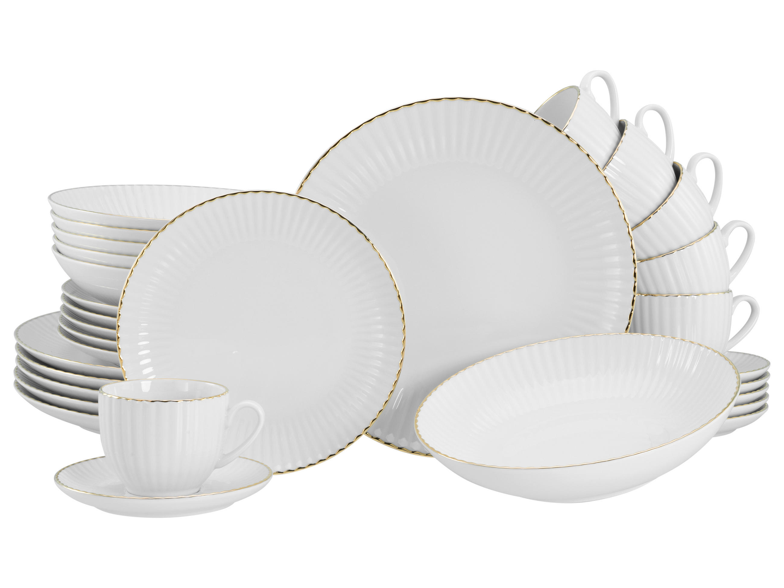KOMBISERVICE Allegra Goldband 30-teilig  - Goldfarben/Weiß, Basics, Keramik (43/36,5/32,5null) - Creatable