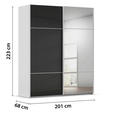 SCHWEBETÜRENSCHRANK 201/223/68 cm 2-türig Grau, Schwarz  - Schwarz/Grau, KONVENTIONELL, Glas/Holzwerkstoff (201/223/68cm) - Novel