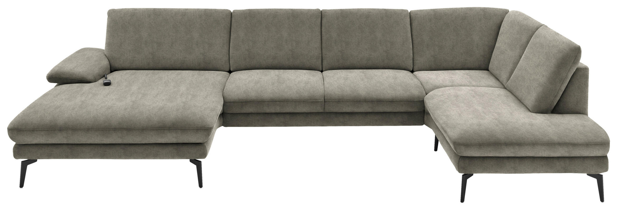 WOHNLANDSCHAFT in Velours Grau  - Schwarz/Grau, Design, Textil/Metall (180/344/208cm) - Dieter Knoll