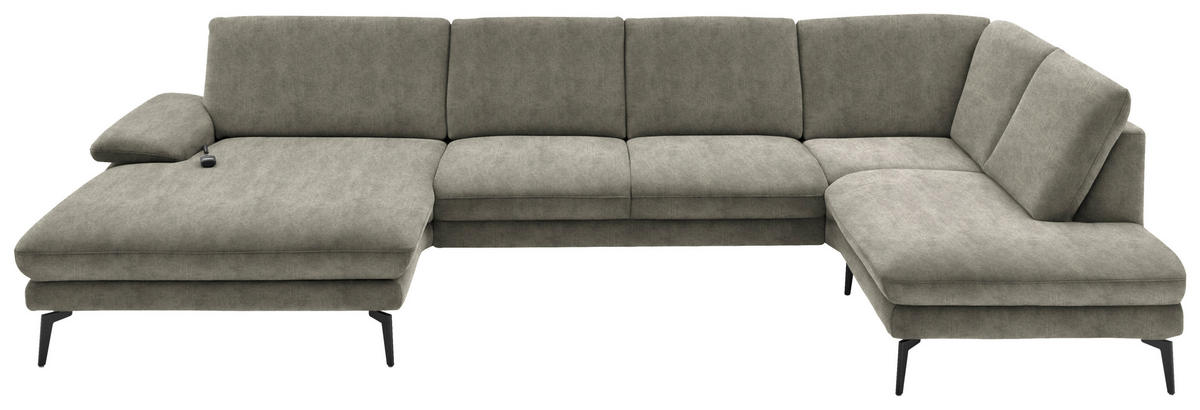 WOHNLANDSCHAFT in Velours Grau  - Schwarz/Grau, Design, Textil/Metall (180/344/208cm) - Dieter Knoll