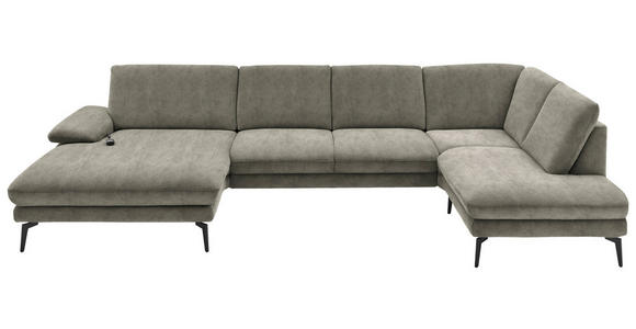 WOHNLANDSCHAFT  in Velours Grau  - Schwarz/Grau, Design, Textil/Metall (180/344/208cm) - Dieter Knoll