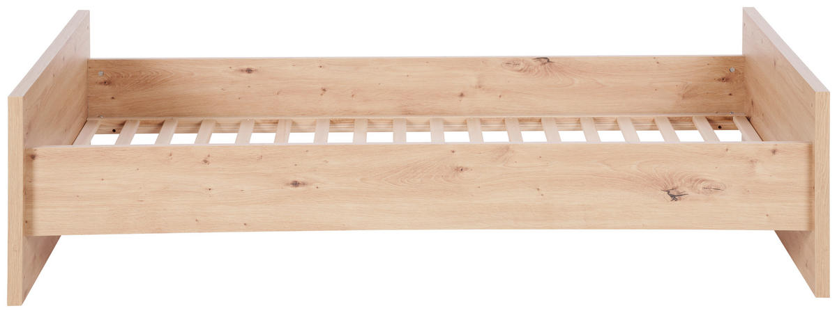 RÁCSOS KISÁGY Leo  - tölgyfa/szürke, Trend, faalapú anyag (144/77/89cm) - Jimmylee
