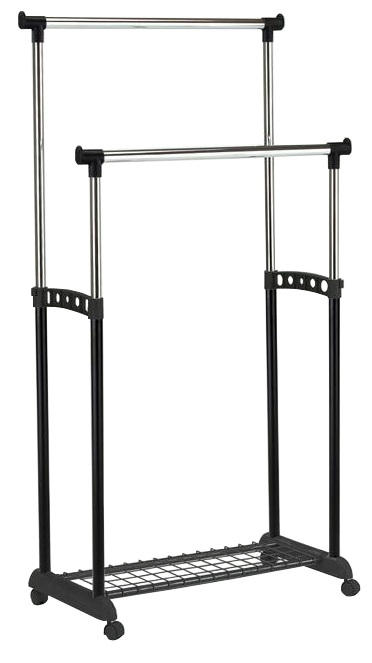 CUIER MOBIL CU RAFT PANTOFI in negru, culoare crom 85/100-178/43 cm   - culoare crom/negru, Basics, plastic/metal (85/100-178/43cm) - Boxxx